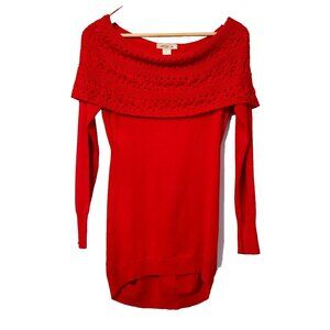 Vintage Arden B Women Knit Top Size Medium Red Crochet Off The Shoulder Y2K